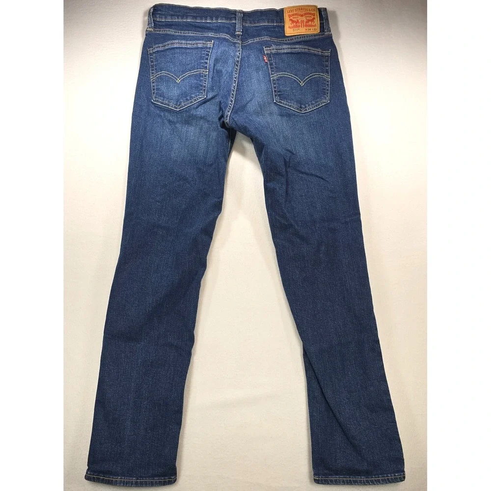 Levis 511 Slim Fit Mens Jeans Blue Denim 34x32 Medium Wash Stretch‎ 04511-1151